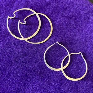 2 Sets of Silver Hoop Earrings Small & Medium Size Hoops
